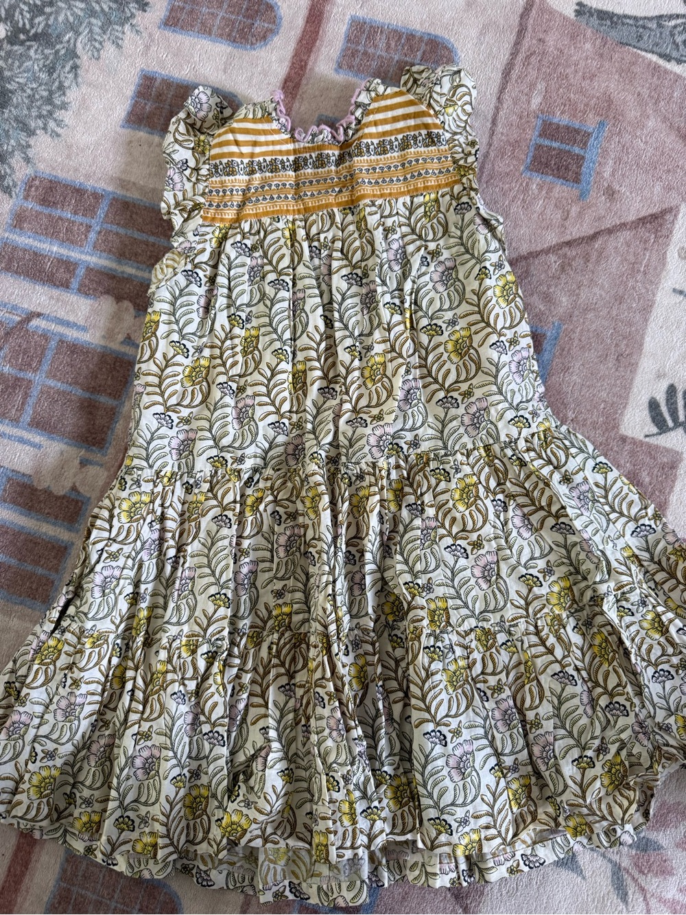Pink Chicken Floral Tiered Maxi Dress in Cream, Yellow and Pink